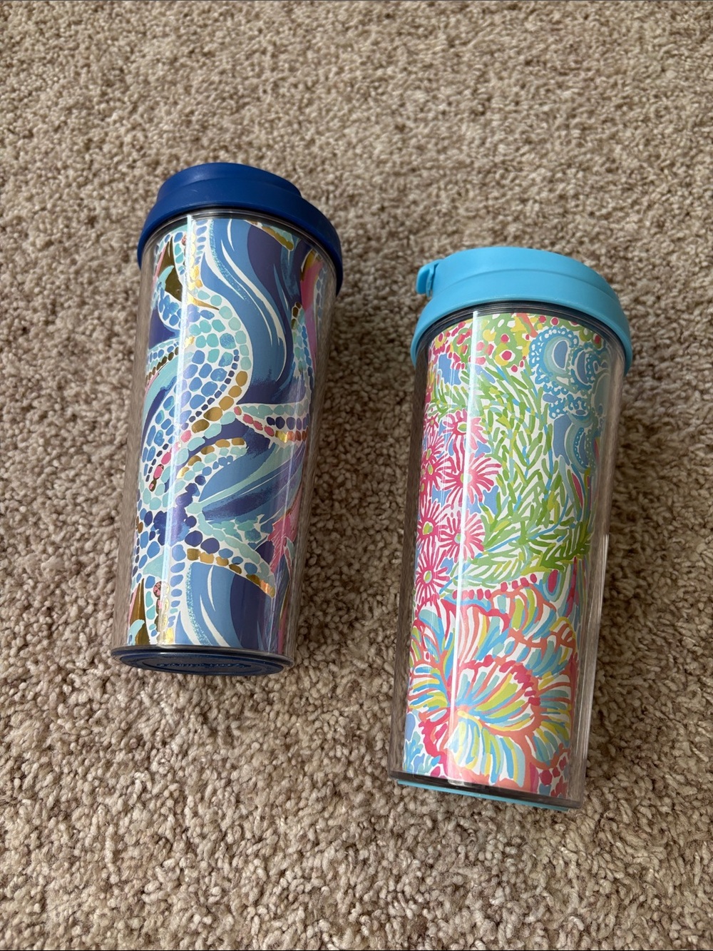 Pair of Lilly Pulitzer travel tumblers